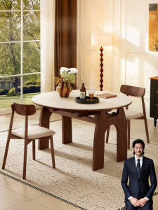 Small Home Luxury Stretchable Round Dining Table