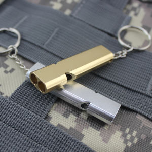 High Frequency Aviation Aluminum Life Saving Whistle Earthquake Double Hole Boom Sound Whistle for Outdoor Survival And Basketball Referee