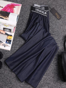 High Waist Wide Leg Denim Jeans Womens Summer New Style Loose Fit Long Pants Deep Blue Quality Fabric European Fashion