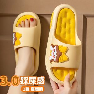 Womens Slip-on Slippers Summer Korean Home Indoor Bathroom Non-Slip Deodorant Mute Bath Thick Sole Outdoor Slippers