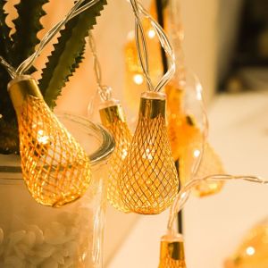 1.5M/3M Gold Hollow Water Droplet Light String Battery Powered Suitable For Bedroom Wedding Valentines Day Party Decoration