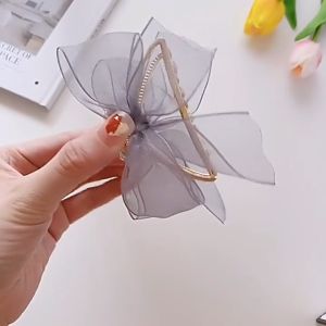 My Natural Korean Vintage Style Pearl Pendant Fairy Bow Shark Clip 新款网纱蝴蝶结造型优雅气质珍珠流苏头饰