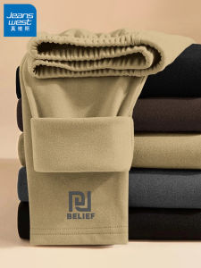 Jeanswest Mens Thickened Fleece Lined Autumn Winter Warm Trousers Straight Leg Tight Fit Casual Pants Youth Teenagers