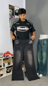 Celana Skena Gombrong Retro Jeans Baggy Oversize Pria – Celana Kulot Gombrong Gaya Retro Kekinian Size 27-34