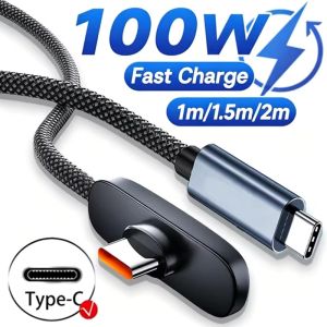 100W Braided Fast Charging Data Cable 6A Right-angle USB/Type-C To Type-C Cord for iPhone 17 16 15 Samsung