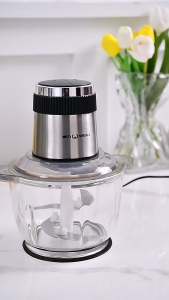 2L Food Processor 300W Electric Food Chopper with 2 Bowls (8 Cup+8 Cup) & 4 Blades& Small Electric Grinder Meat Processor for Nuts Meat Onion Garlic Baby Food Black
