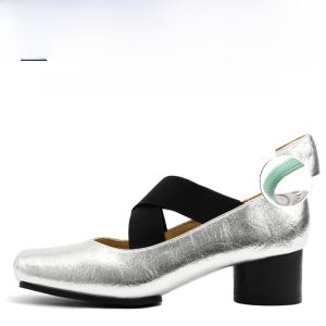 รองเท้าส้นสูงหนังแท้สำหรับผู้หญิง รองเท้าบัลเลต์ Mary Janes ทรงสี่เหลี่ยม รองเท้าแฟชั่นสำหรับใส่ไปกลางแจ้ง รองเท้าแฟชั่นสไตล์นางฟ้า รองเท้าส้นแบน