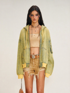 SMFK | Temple Garden Wide Fit Drawstring Embroidery Retro Jacket
