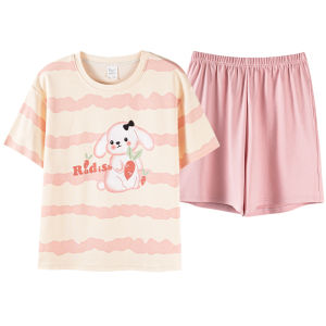 MiiOW | Pure Cotton Cat Person Sleepwear Womens Integrated Short Sleeve Shorts Home Clothes Summer New Style External Wear Youth Leisure