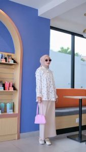 BLOUSE WANITA RUFFLE KERUT MOTIF BLOUSE MINI FLOWER BUNGA