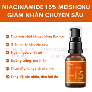 Tinh chất Niacinamide 15% giảm nhăn chuyên sâu Meishoku Medi Shot Na15 Wrinkle Essence 30ml Nhật Bản