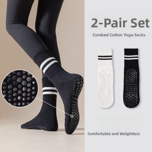 Miiow | Professional Yoga Socks For Women Anti-Slip Mid-Calf Fitness Running Pilates Sports Socks Match With Shark Pants Cotton Polyester Spandex Blend