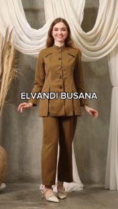 Blazer Wanita Baju Kerja Kantor Seragam PDH PNS Pemda Dinas Guru ASN Wanita Setelan Rok Span Celana Panjang Kode 6608 Warna Pemda Aceh Khaki Tua Gelap Coklat Tua Gelap