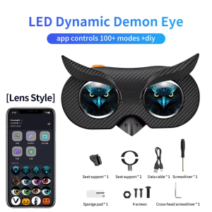 KEVANLY | Owl Style Dynamic Demons Eye Tail Light Bicycle Electric Bike Tail Light Rechargeable Smart APP Control DIY Bike Accessories