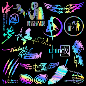 Rainbow Laser Car Stickers Scratch Cover Waterproof Sun Protection for Electric Vehicles Motorcycle Body Decals Trunk Stickers