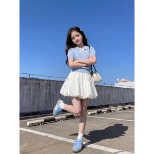 ZIRUIBABA | Stylish Girl Children Suit Short Sleeve T-shirt with Skirt
