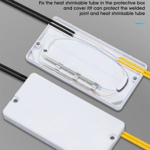 10Pcs Heat Shrink Tube Cable Protector Fiber Optic Protection Box Fiber Splice Tray 2 In 2 Out