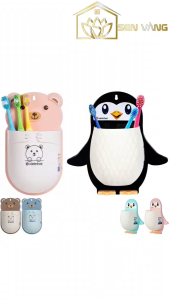 Khay dán tường Gấu / Chim cánh cụt nhựa VIỆT NHẬT - Đựng bàn chải đồ dùng nhà tắm văn phòng 5703/6