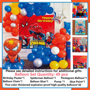 Spidermans Theme Balloon Set with Poster Backdrop Party Supply Home Decor Venue Decoration Toys for Boys Birthday Gift for Kids