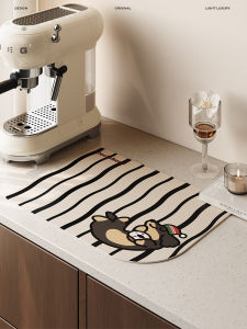 Happy Little Dog American Retro Kitchen Drain Pad Countertop Absorbent Quick Dry Dish Pad Coffee Machine Special Use Water Absorbent Pad