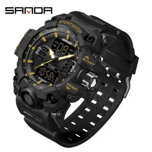 SANDA G Style Dual Display Men Watches Waterproof Sports Watch Military Man Alarm Stopwatch Quartz Wristwatch Male Digital Clock