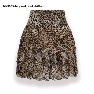 Summer New Womens Midi Skirt Flared Pleated Chiffon Polka Dot Skirt High Waist A-Line Short Skirt Fashionable Floral Print