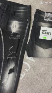 Quần bò jean nam dài đen rách 2 đáy phong cách chất jean co giãn tốt chuẩn form bền đẹp giá tốt