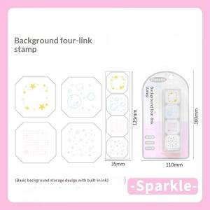 EELHOE | 4 In 1 Pattern Background Stamps Set For Diy Journal Scrapbooking Planner Daily Mood Weather Recording Decoration