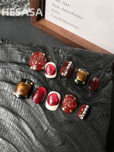 Hand-Painted Red Nail Art by HESASA for Valentines Day Fashionable Wearable Nail Tips Bright Color Series Chinese Origin