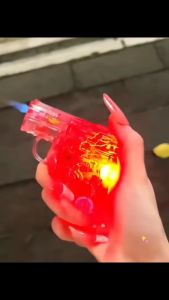 Bật Lửa Gas Mô Hình Sung Trong Suốt Kết Hợp Con Quay Có Đèn Led Nhấp Nháy ( Xài Gas - Lửa Khò 1 Tia Mạnh Mẽ)