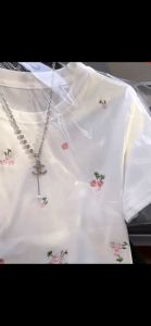 Phong cách Hàn Quốc Thêu Hoa Áo thun ngắn tay cho nữ áo cotton trơn mới mùa hè 2024