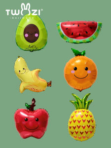ลูกโป่งรูปผลไม้ Avocado Banana Apple แตงโมสับปะรดสีส้มของเล่นอลูมิเนียมฟอยล์ตกแต่งสําหรับเด็กและทารก