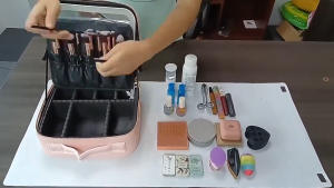 Makeup Bag cosmetic bag LED three-color HD mirror detachable makeup mirror DIY storage space USB charging 3000mAh battery Drop and dust resistant portable large capacity makeup organizer with mirror
