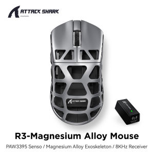 ATTACK SHARK | ATTACK SHARK R3 Gaming Mouse Magnesium Alloy HoneycombUltra-Lightweight 8K Hz PAW3395 Sensor 26000 DPI Ergonomic Shel