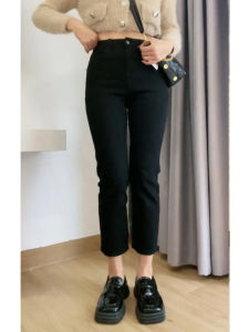 Pear-Shaped Figure Denim Plus Size Womens Clothing Fat Sister mm Elastic Straight Small High Waist Slim Looking Cigarette Pants