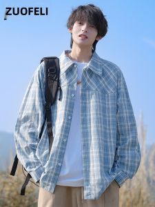 ZUOFEILI | Cotton Plaid Loose Fit Casual Shirt