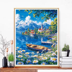Jigsaw Puzzle 500/1000/1200/2000PCS Seaside Town Coastal Landscape Artwork Stress Relief Puzzle Wall Art Decor Gift