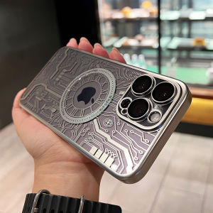 CrashStar เคสแข็งพร้อมฟิล์มเลนส์ MagSafe สร้างสรรค์นาฬิกากลไกใสสำหรับ iPhone 15 14 Pro Max Plus 13 12 11 Pro Max