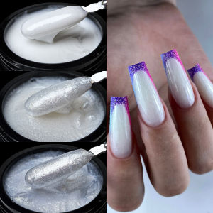 Jillnails Milky White Builder Nail Gel TPO Hema Free with Glitter Shimmer Pearls Sparkle Sparkling Nails Extension Polish 50g