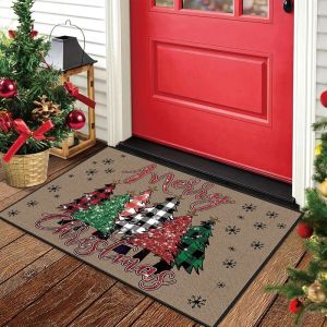Thảm Cửa Hình Cây Thông Noel Họa Tiết Da Báo VIKAMA Chống Trơn Trượt Thảm Chào Mừng Cho Lối Vào Trong Nhà Ngoài Trời Trang Trí Nhà Nông Thôn Trang Trí Ngày Lễ Phong Cách Hiện Đại Chất Liệu Polyester