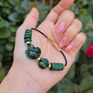 Q2422 Vòng lu thống ngũ điếu hồ ly túi tiền Cẩm Thạch Sơn Thủy dây cáp khóa bấm không kén mệnh - Phong Thuỷ TUDO P