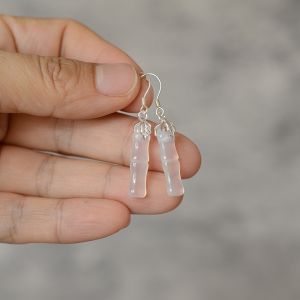 Natural Agate White Agate Waterdrop Bamboo Node Earrings Womens Pure Silver Allergy Free High-End Ancient Style Ear Jewelry