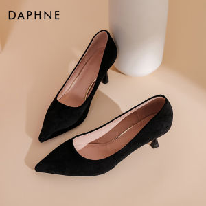 รองเท้าส้นสูง Daphne สำหรับผู้หญิง ฤดูใบไม้ผลิ 2024 รองเท้าส้นเดี่ยวหัวแหลมสไตล์ฝรั่งเศส ทรงหัวเหลี่ยม รองเท้าแฟชั่นส้นเดี่ยว
