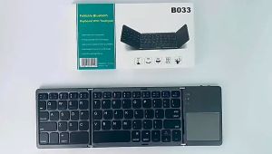 B033 Compact Foldable Bluetooth 3.0 Keyboard with Touchpad for Samsung Tab Xiaomi MiPad Huawei MatePad Realme Pad Folding Keyboard Trackpad (Black)