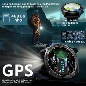 Đồng Hồ GPS Corning Gorilla Glass Với Bản Đồ Ngoại Tuyến Bộ Nhớ 4GB Đồng Hồ Thông Minh Thể Thao Quân Sự Chống Nước 30m Dành Cho Nam Với Chức Năng Theo Dõi Nhịp Tim