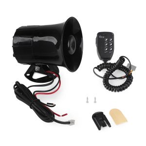 Black 6 Tone Loud Speaker Motorcycle Auto Car Truck Vehicle Speaker Warning Alarm Siren Police Fire Ambulance Horn Loudspeaker
