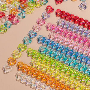 30pcs Iridescent Transparent Acrylic 19x21MM Heart Link Chain Loose Beads for Bracelet Necklace Making DIY Jewelry Accessories