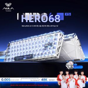 AULA | Bàn Phím Cơ Chơi Game AULA HERO68 XS RGB 68 Phím Không Dây Độ Phân Giải 8K 0.005mm Pin 6000mAh - Trục Từ Tính Ice Jade