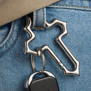 Punk Hollow Cross Carabiner Keychain for Men Women Bag Charm Hiking Outdoor Climber Waist Pendant Keyring Jewelry Gifts