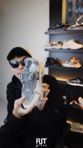 Sneakers RJT Ashel Casual Sporty Dewasa - Motif Geometris Kulit PU Warna Abu Gelap